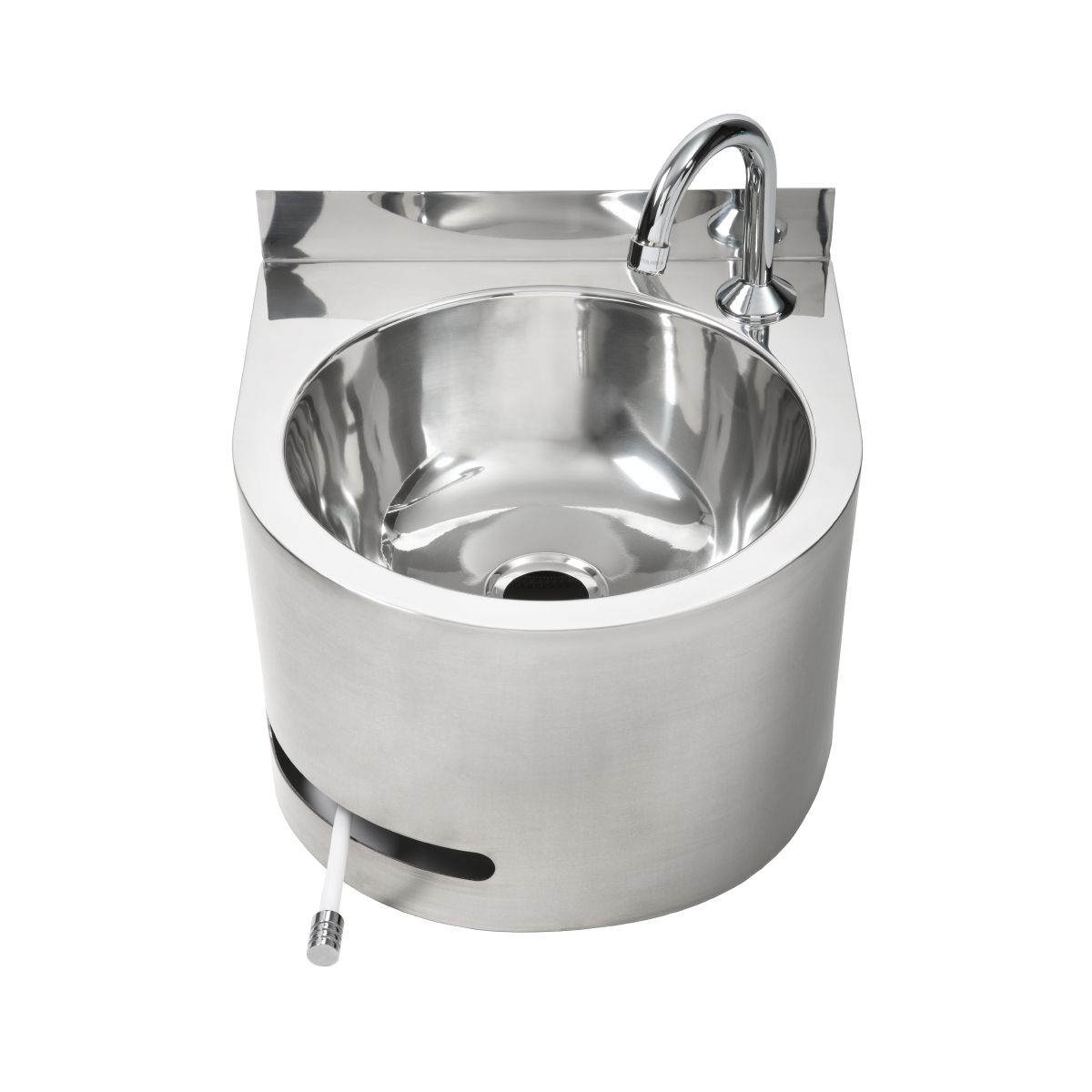 3monkeez AB-KNEEHB-RTMV Round Hands Free Knee Operated Stainless Steel BasinComplete with thermostatic mixing valve)